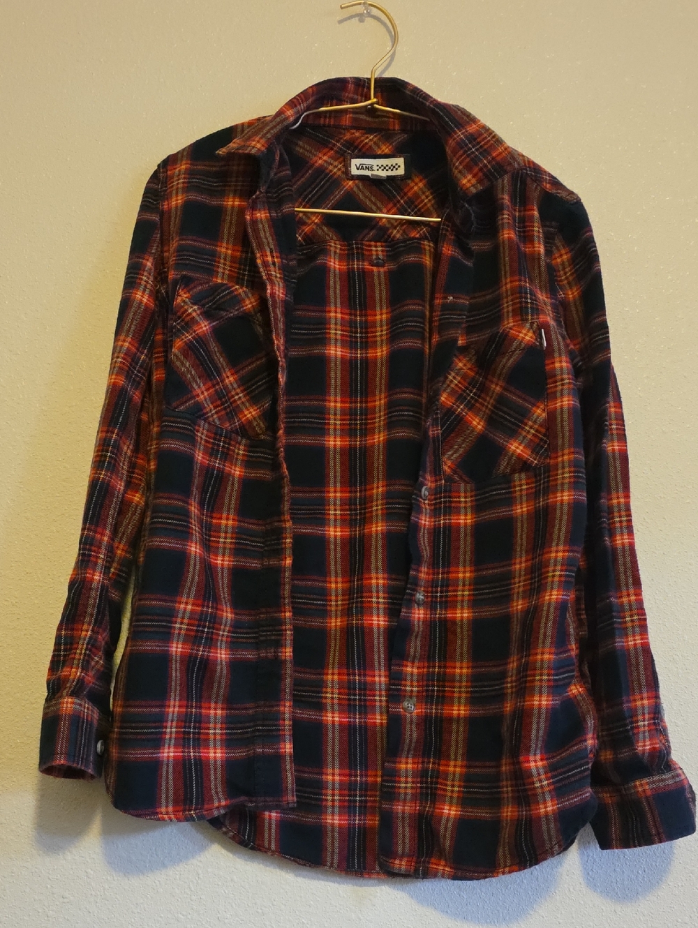 Vans Black and Red Plaid Long Sleeve Flannel Shirt